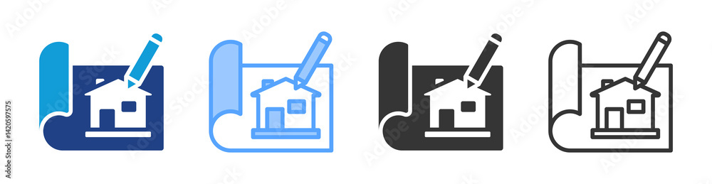 Poster architect icon set multiple style collection
