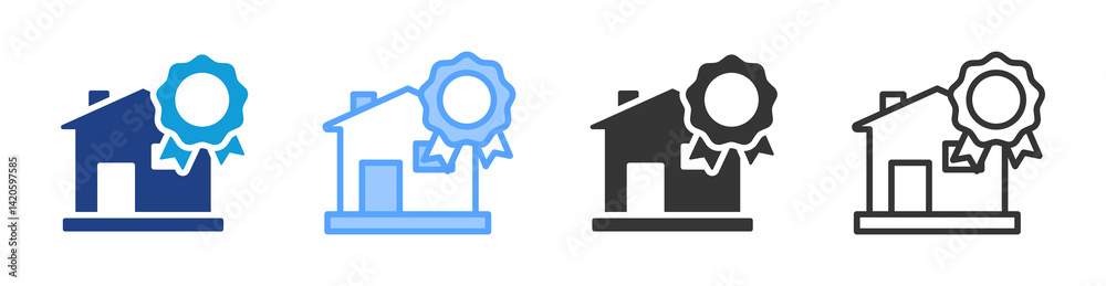 Poster home warranty icon set multiple style collection