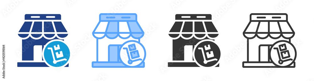 Aufkleber grocery store icon set multiple style collection