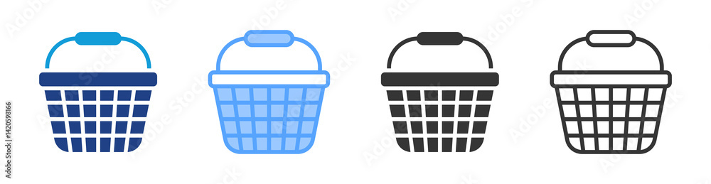 Poster Basket icon set multiple style collection