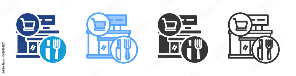 Poster Grocerant icon set multiple style collection