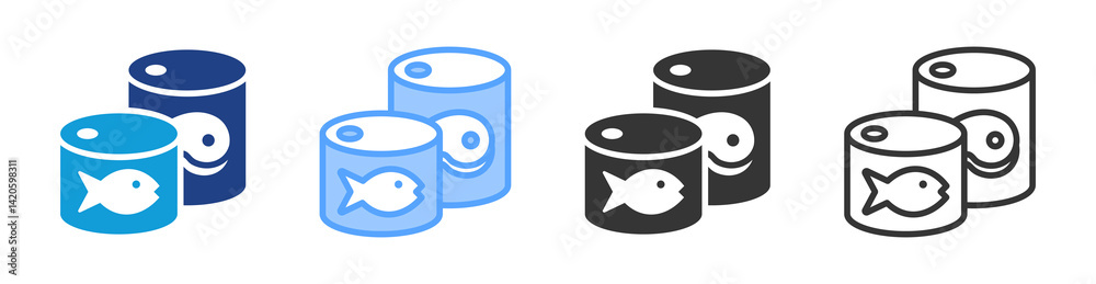 Poster canned food icon set multiple style collection