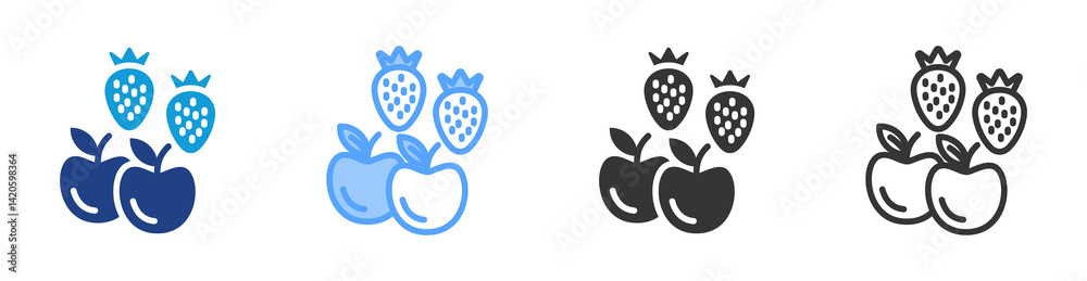 Poster fresh fruit icon set multiple style collection