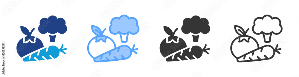 Poster Vegetables icon set multiple style collection