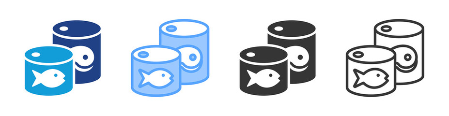Canned Food icon set multiple style collection