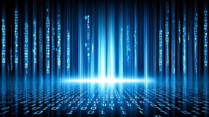 Abstract technology background with binary code, digital data, network security, and programming concepts