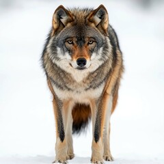 Fototapeta premium Majestic Wolf in Winter Wonderland: A Stunning Wildlife Portrait