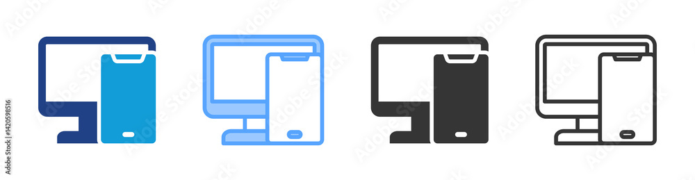 Poster Electronic icon set multiple style collection