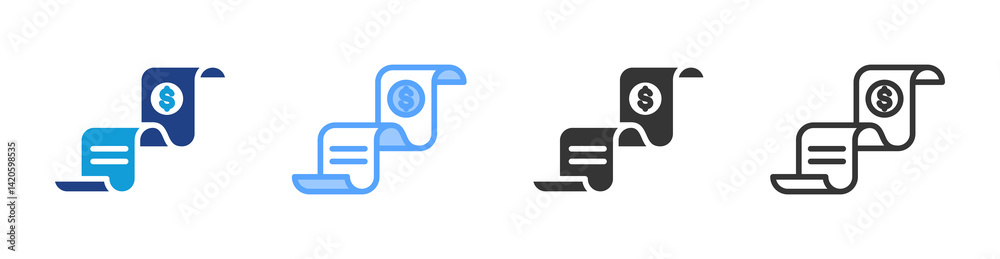 Poster receipt icon set multiple style collection