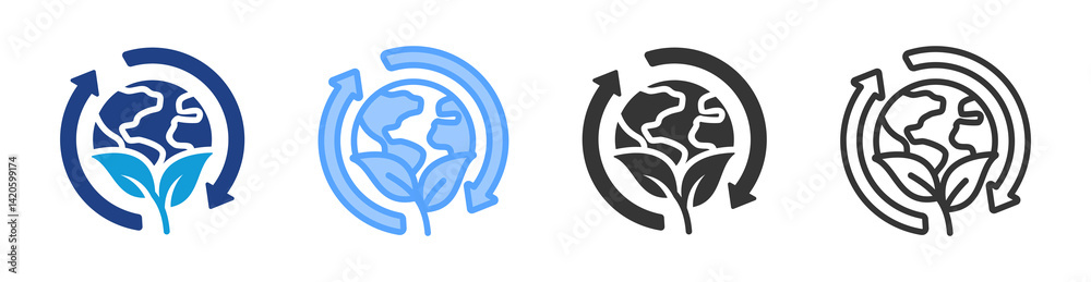 Poster sustainable icon set multiple style collection
