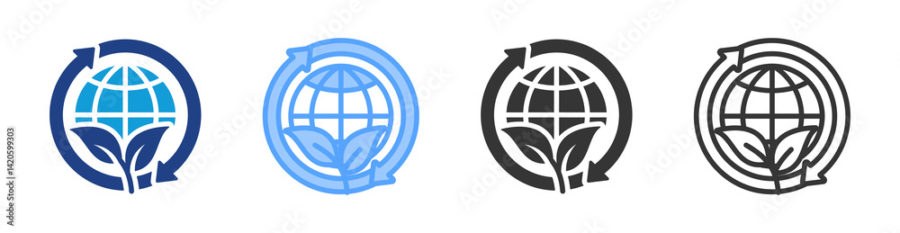 Poster environmental icon set multiple style collection