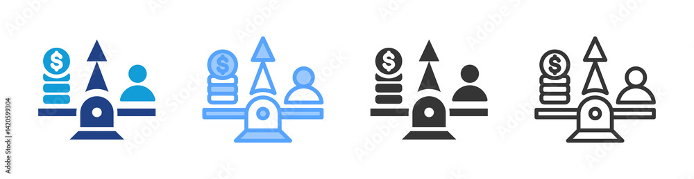 Poster Equity icon set multiple style collection