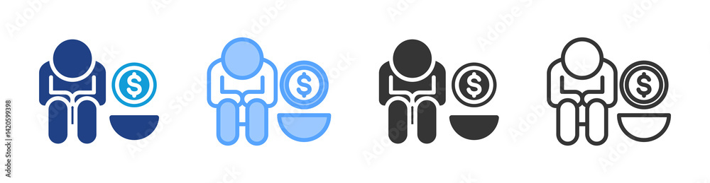 Poster including poverty icon set multiple style collection