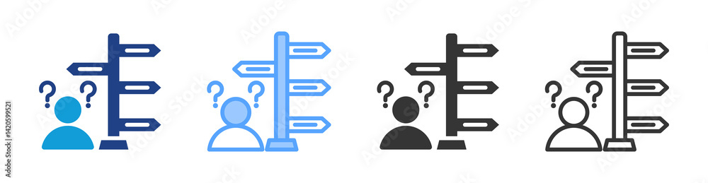 Poster Guide Decisions icon set multiple style collection