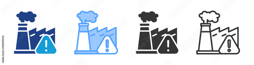 Poster pollutions icon set multiple style collection