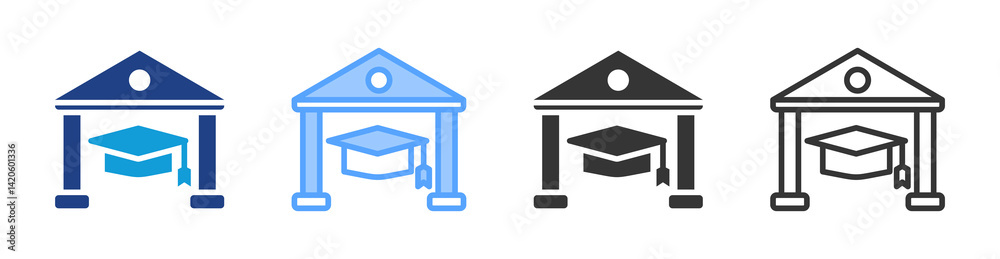 Aufkleber university icon set multiple style collection