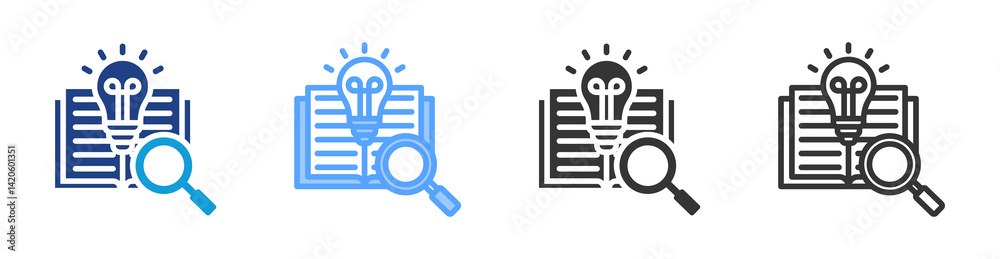 Poster research icon set multiple style collection