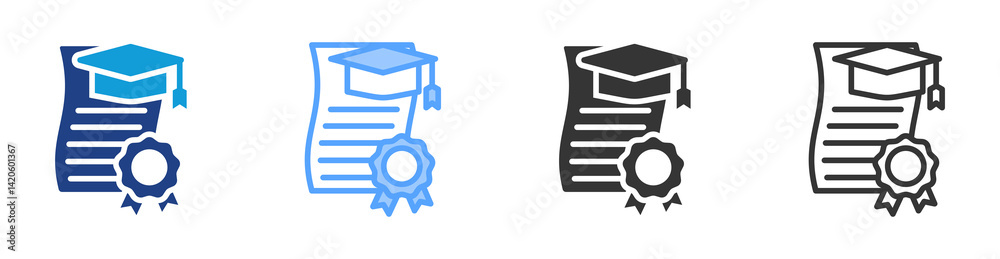 Poster academic degree icon set multiple style collection