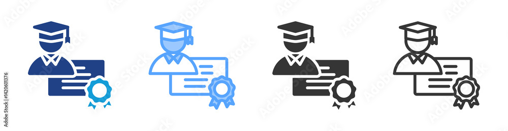 Poster post graduate icon set multiple style collection