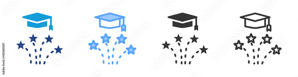 Poster graduation icon set multiple style collection