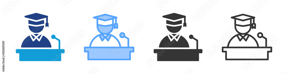 Poster university president icon set multiple style collection