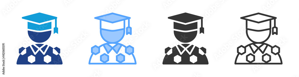Aufkleber university dean icon set multiple style collection
