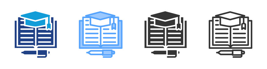 Education icon set multiple style collection