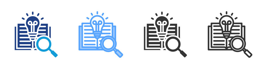 Research icon set multiple style collection