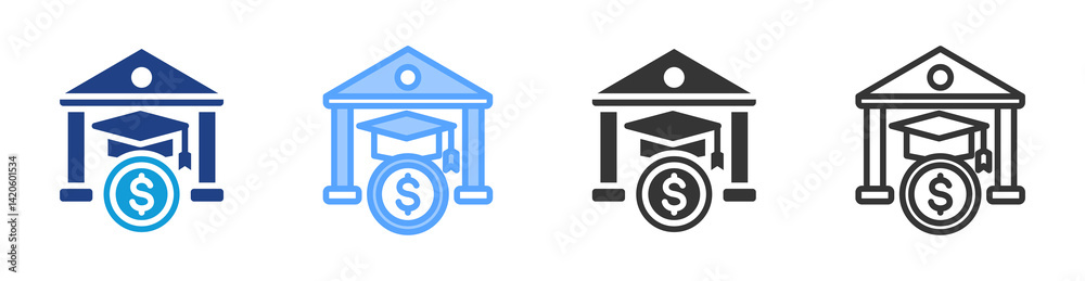 Poster Tuition icon set multiple style collection