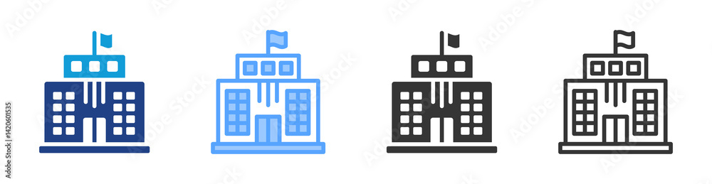 Poster campus icon set multiple style collection