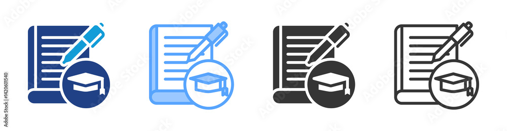 Poster thesis icon set multiple style collection