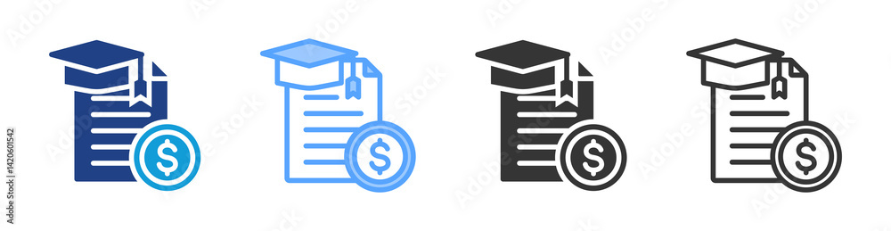 Poster Student Lean icon set multiple style collection