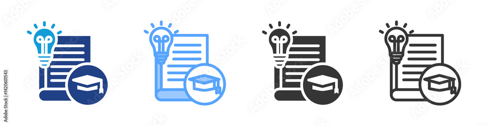 Poster Dissertation icon set multiple style collection