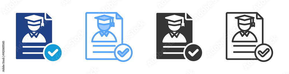 Poster academic record icon set multiple style collection