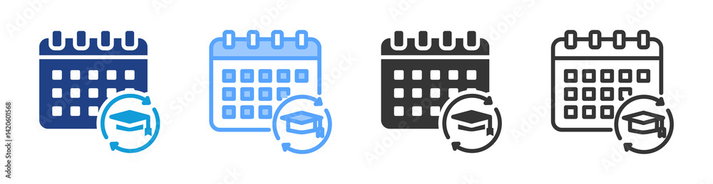 Poster academic year icon set multiple style collection