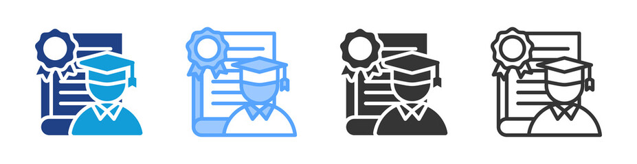 Phd Degree icon set multiple style collection