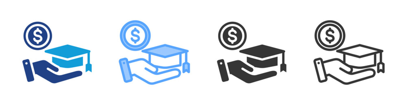 Student Grant icon set multiple style collection