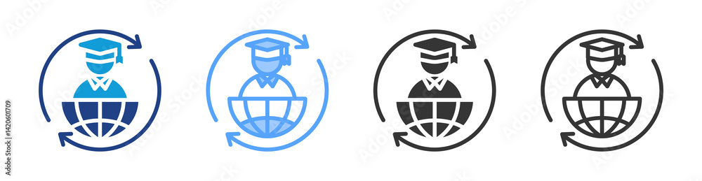 Poster international student icon set multiple style collection