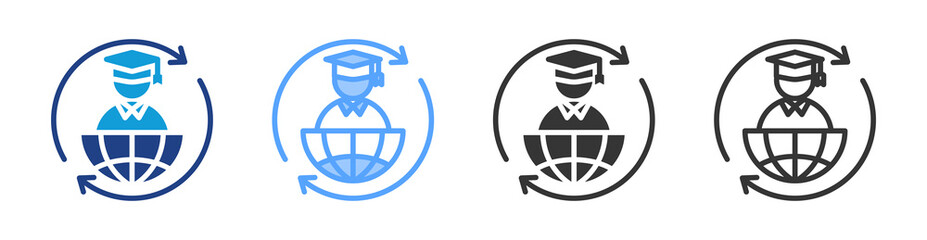 International Student icon set multiple style collection