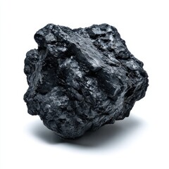Obraz premium A single lump of coal isolated on white background