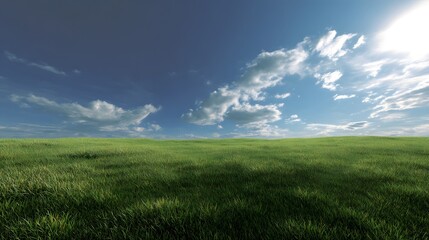 Obraz premium Mage flat pasture with realistic midday sunlight