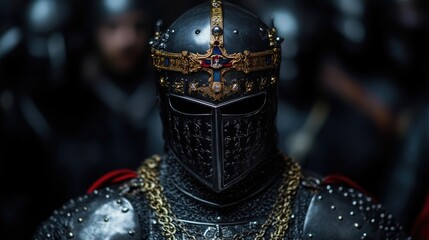 Medieval knight in full plate armor