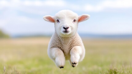 Fototapeta premium Baby lamb leaping