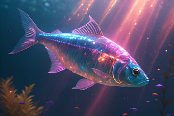  Iridescent Fish in Sunlit Ocean: Shimmering Aquatic Life