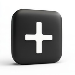 Obraz premium Black square with plus sign isolated on white background