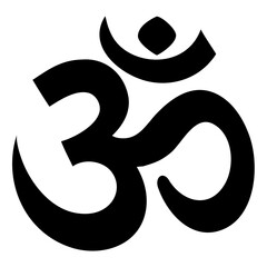 Black Om Spiritual Symbol Vector Icon in Curved Line Style for Hinduism Projects, Meditation Apps, and Sacred Geometry Graphics on Transparent Background