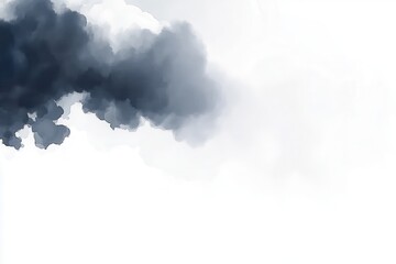 Abstract cloudy smoky design.  Dark gray clouds on a bright white background