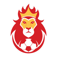 Lion with soccer ball fantasy logo artwork vector illustration