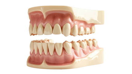 Obraz premium Dental Anatomy: A detailed view of a realistic model of human teeth, revealing the intricate arrangement and structure of the oral cavity, perfect for dental studies and educational materials.