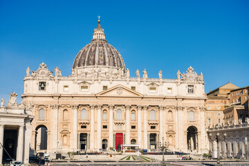 Obraz premium Saint Peter Basilica in Vatican City,Rome, Italy with beautiful clear blue sky